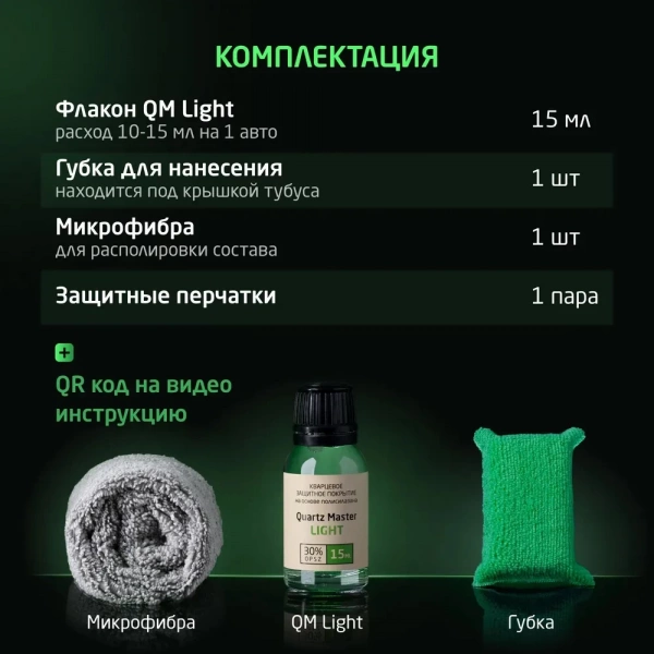 Quartz Master Light - профессиональное защитное керамическое покрытие, 15мл.